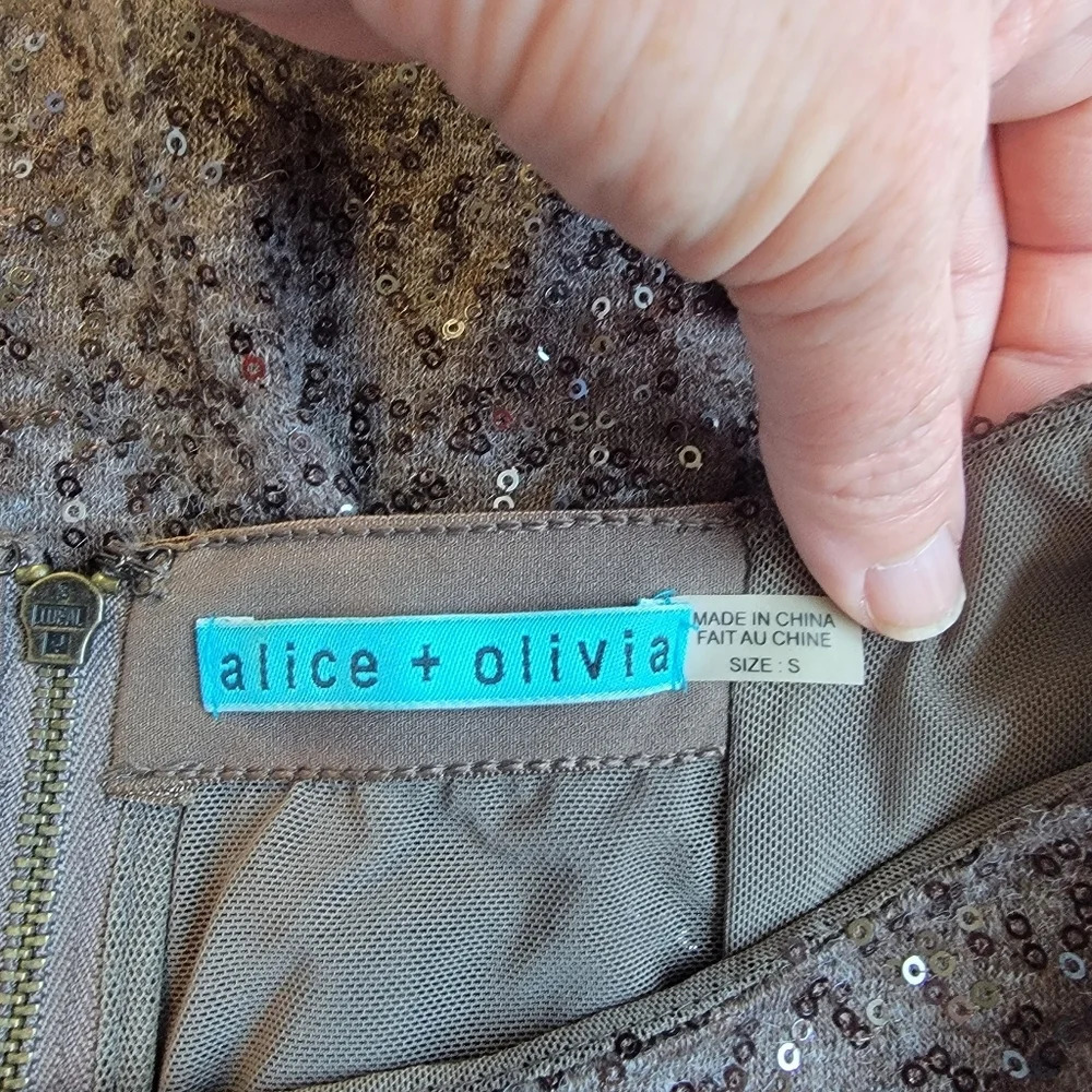 Alice And Olivia Nola Sequin Mesh Back Dress S - Picture 7 of 12